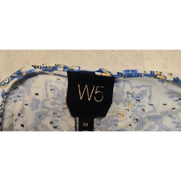 W5 Anthropologie Womens Blue Floral Eyelet Blouse Cottage Core Tie Front Top Med - Picture 8 of 8